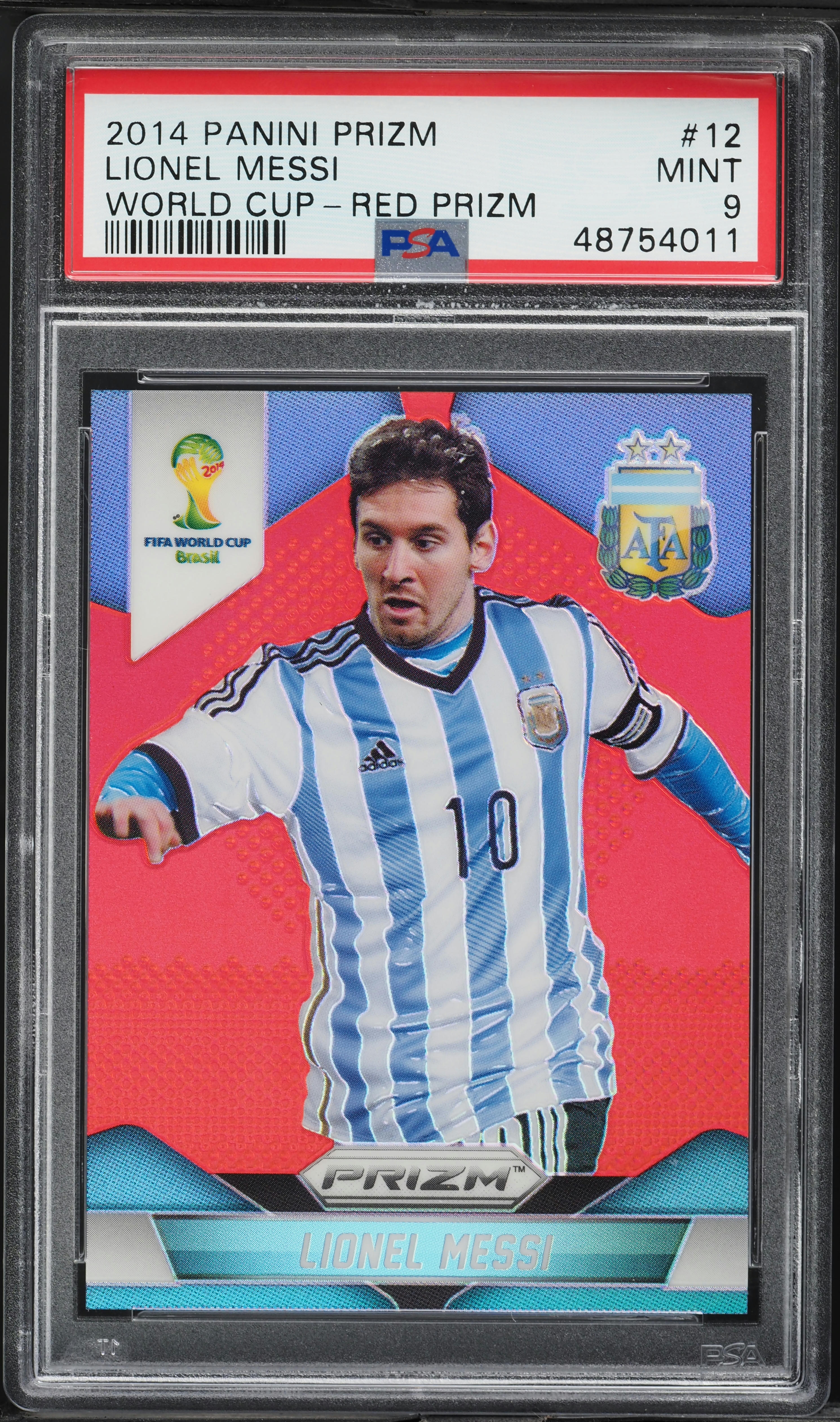 2014 Panini Prizm World Cup Red Lionel Messi /149 #12 PSA 9 MINT