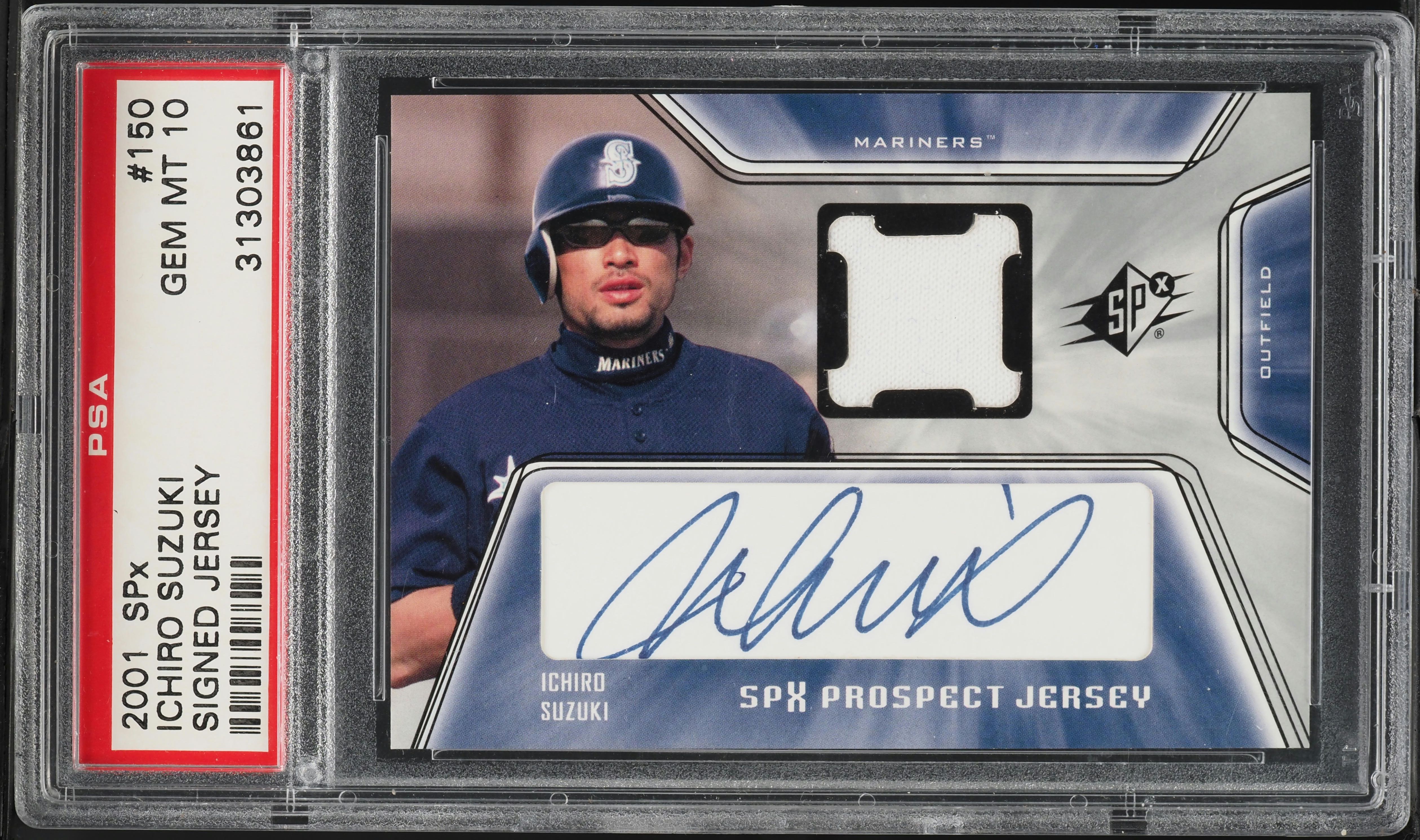 2001 SPx Signed Jersey Ichiro Suzuki ROOKIE PATCH AUTO #150 PSA 10 
