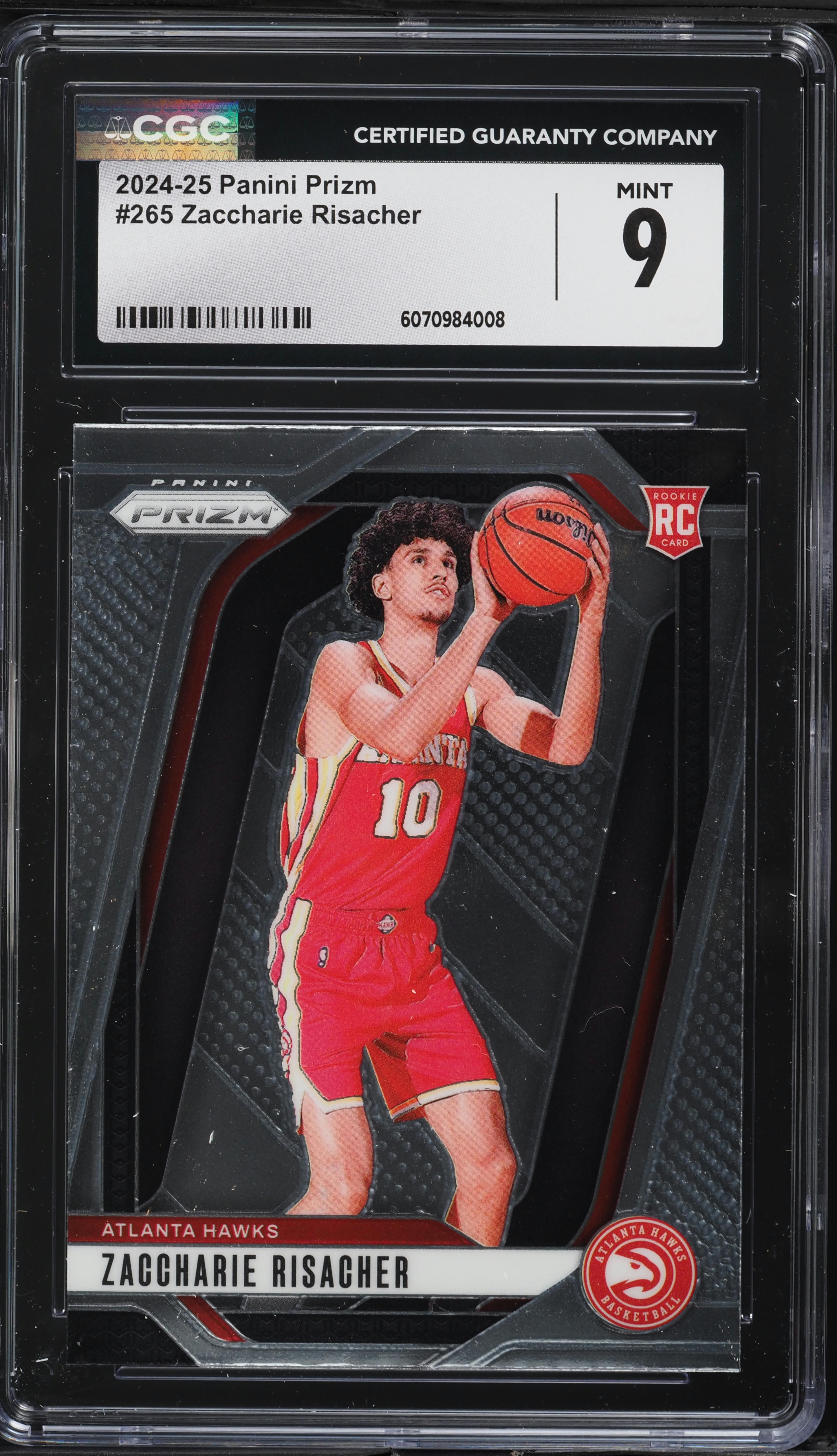 2024 Panini Prizm Zaccharie Risacher ROOKIE #265 CGC 9 MINT on
