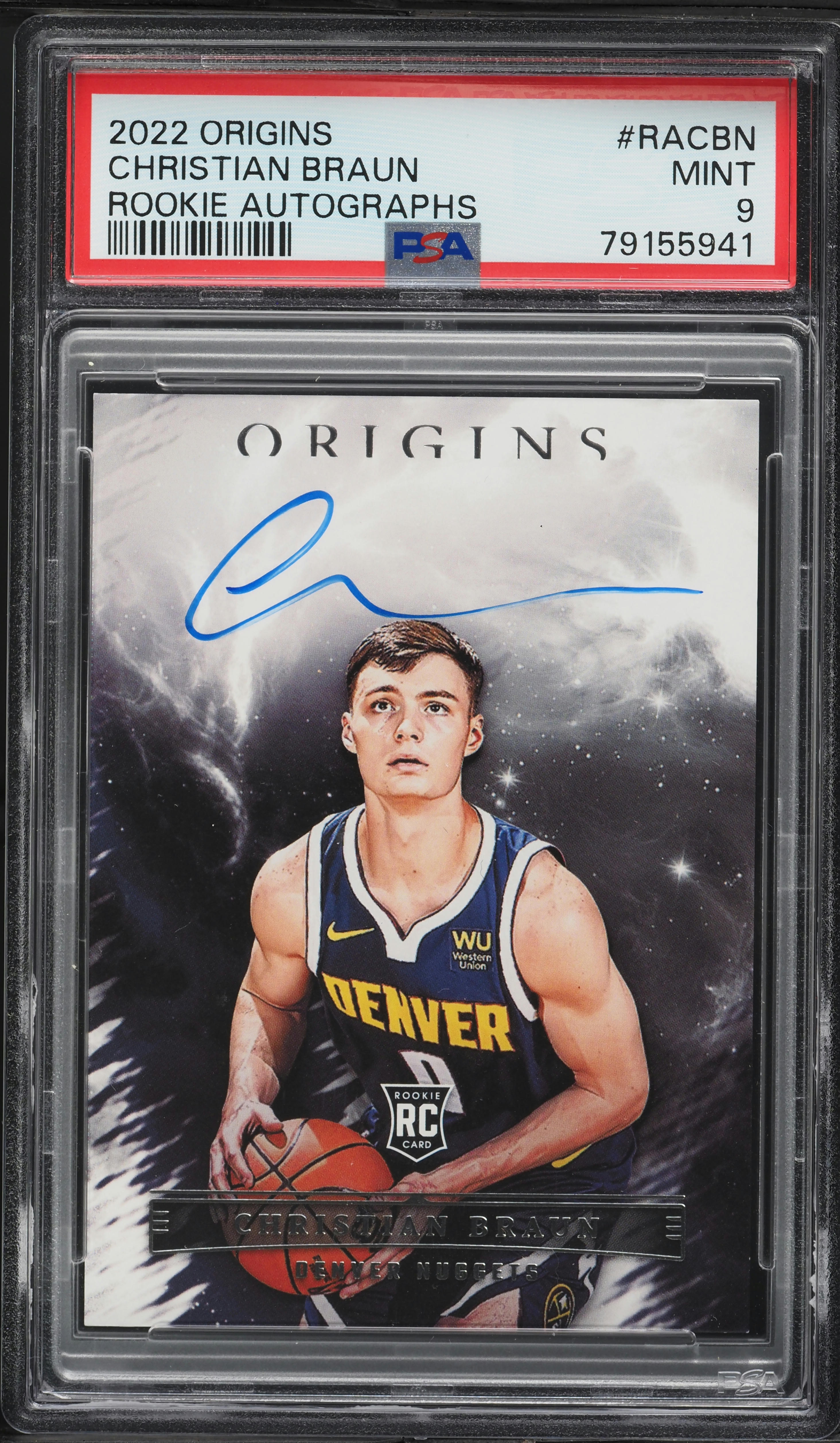 2022 Panini Origins Christian Braun ROOKIE AUTO #RACBN PSA 9 MINT