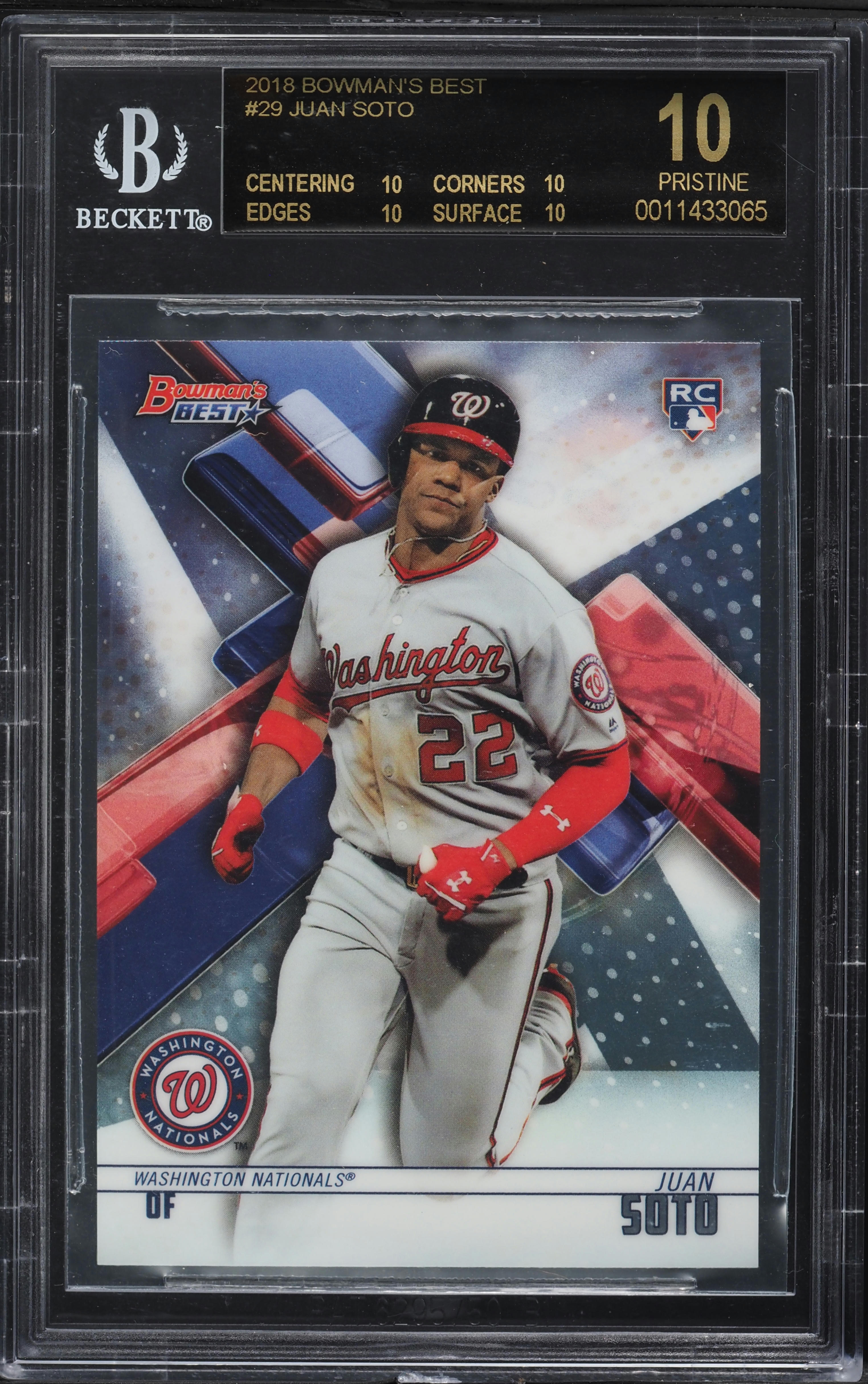 2018 Bowman's Best Juan Soto ROOKIE #29 BGS 10 PRISTINE, BLACK