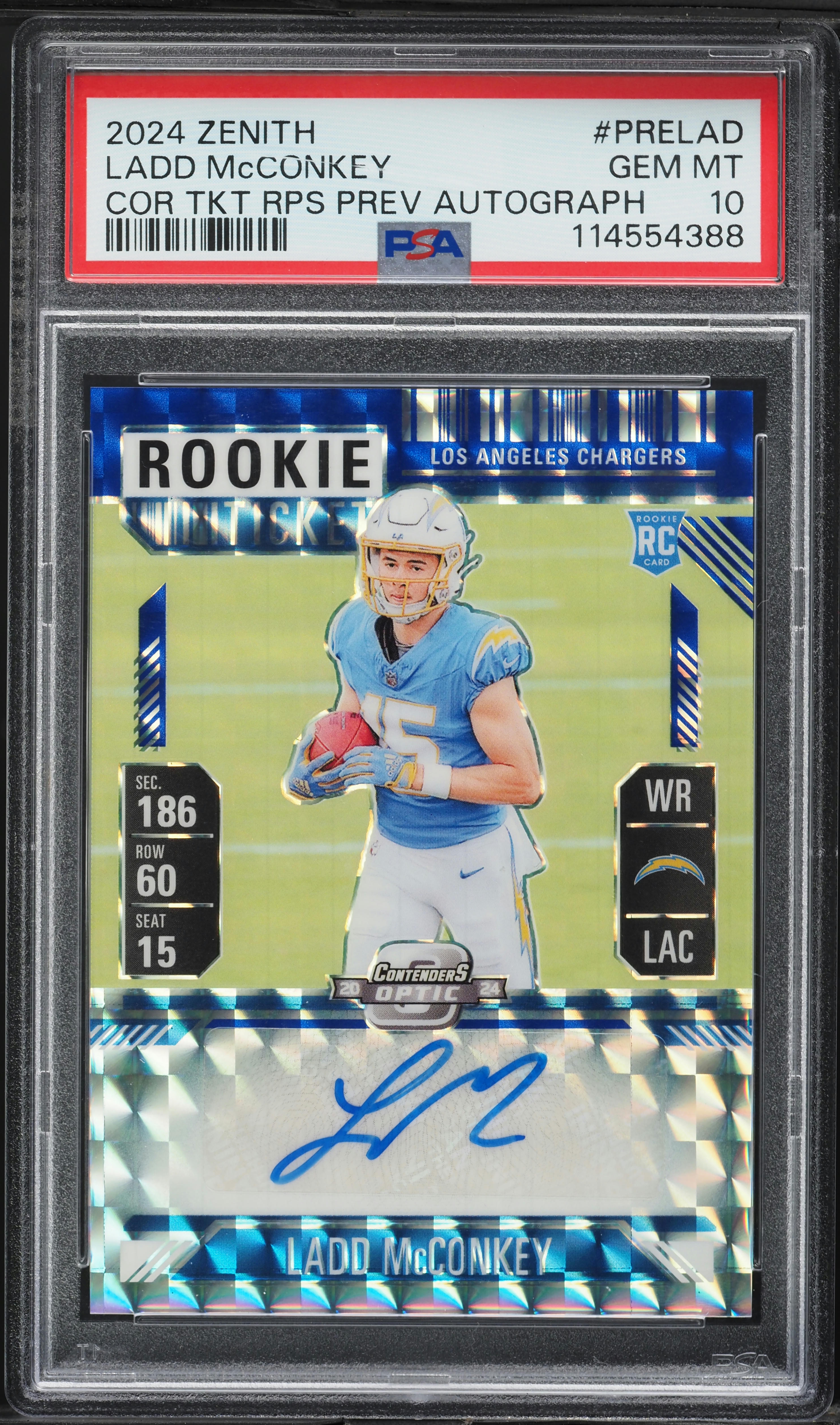 2024 Panini Zenith Contenders Optic Ticket Ladd McConkey ROOKIE