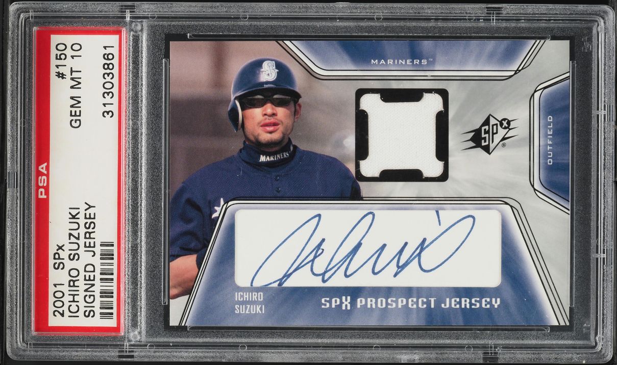 2001 SPx Signed Jersey Ichiro Suzuki ROOKIE PATCH AUTO #150 PSA 10 GEM MINT
