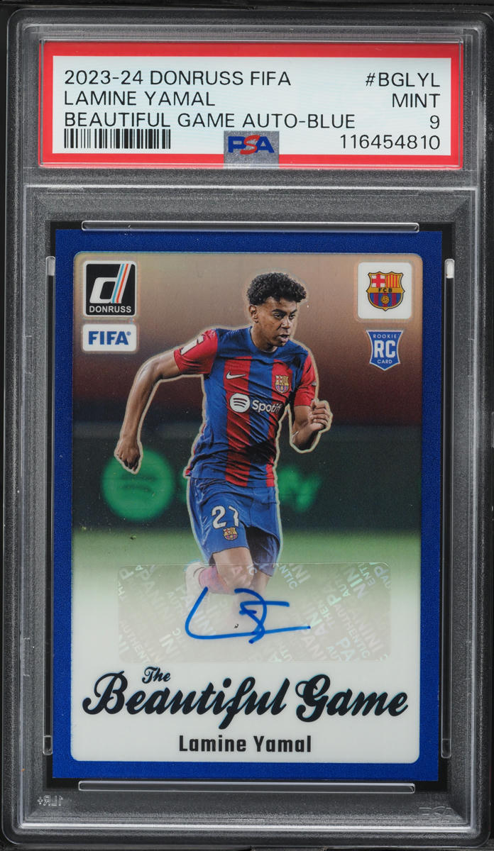 2023 Donruss FIFA the Beautiful Game Blue Lamine Yamal RC AUTO /99 #BGLYL PSA 9