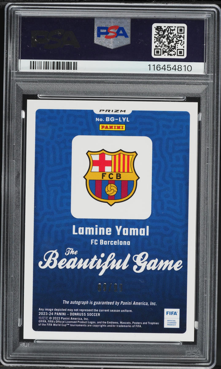2023 Donruss FIFA the Beautiful Game Blue Lamine Yamal RC AUTO /99 #BGLYL PSA 9