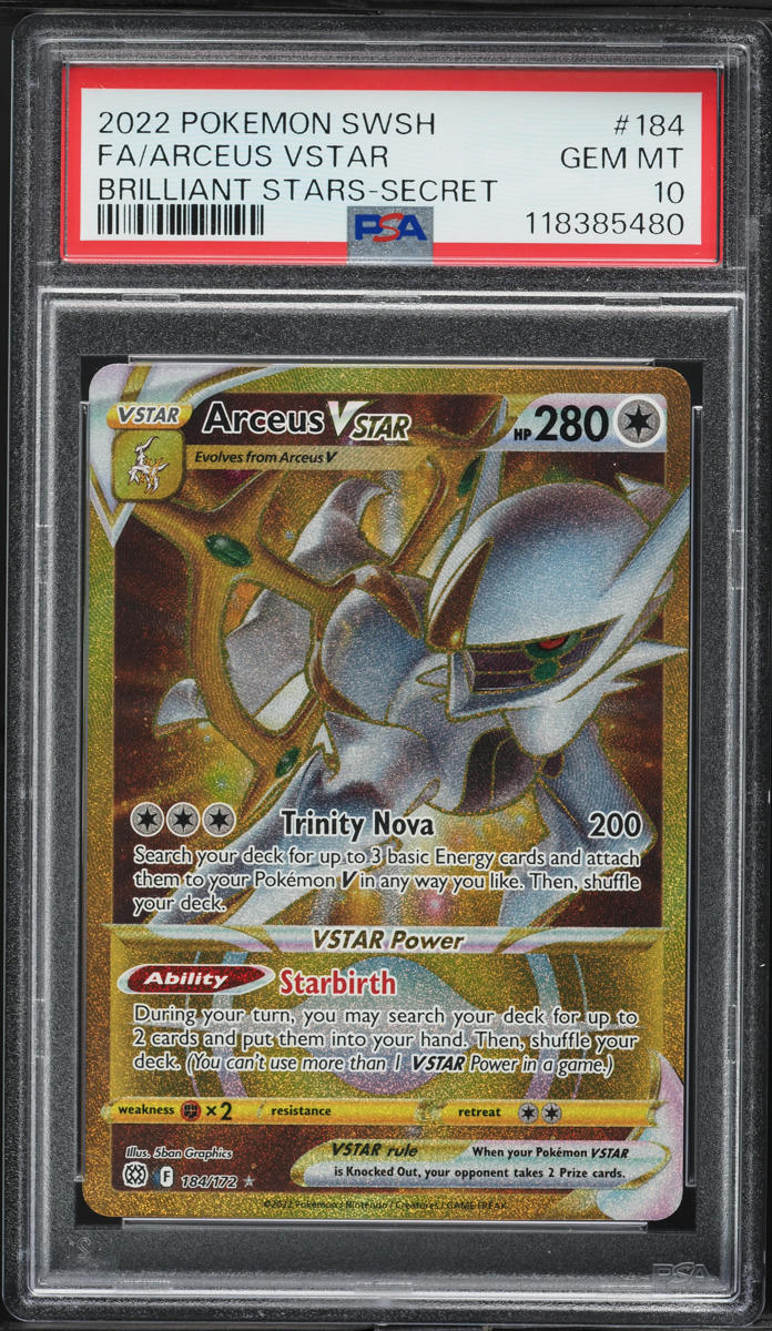 2022 Pokemon SWSH Brilliant Stars Gold Rare Arceus VSTAR #184 PSA 10 GEM  MINT on Fanatics Collect