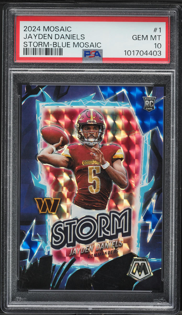 2024 Panini Mosaic Storm Blue Jayden Daniels ROOKIE /99 #1 PSA 10 GEM MINT