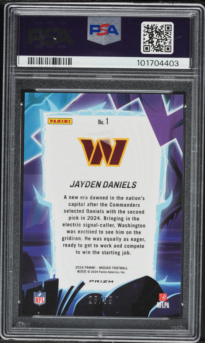 2024 Panini Mosaic Storm Blue Jayden Daniels ROOKIE /99 #1 PSA 10 GEM MINT
