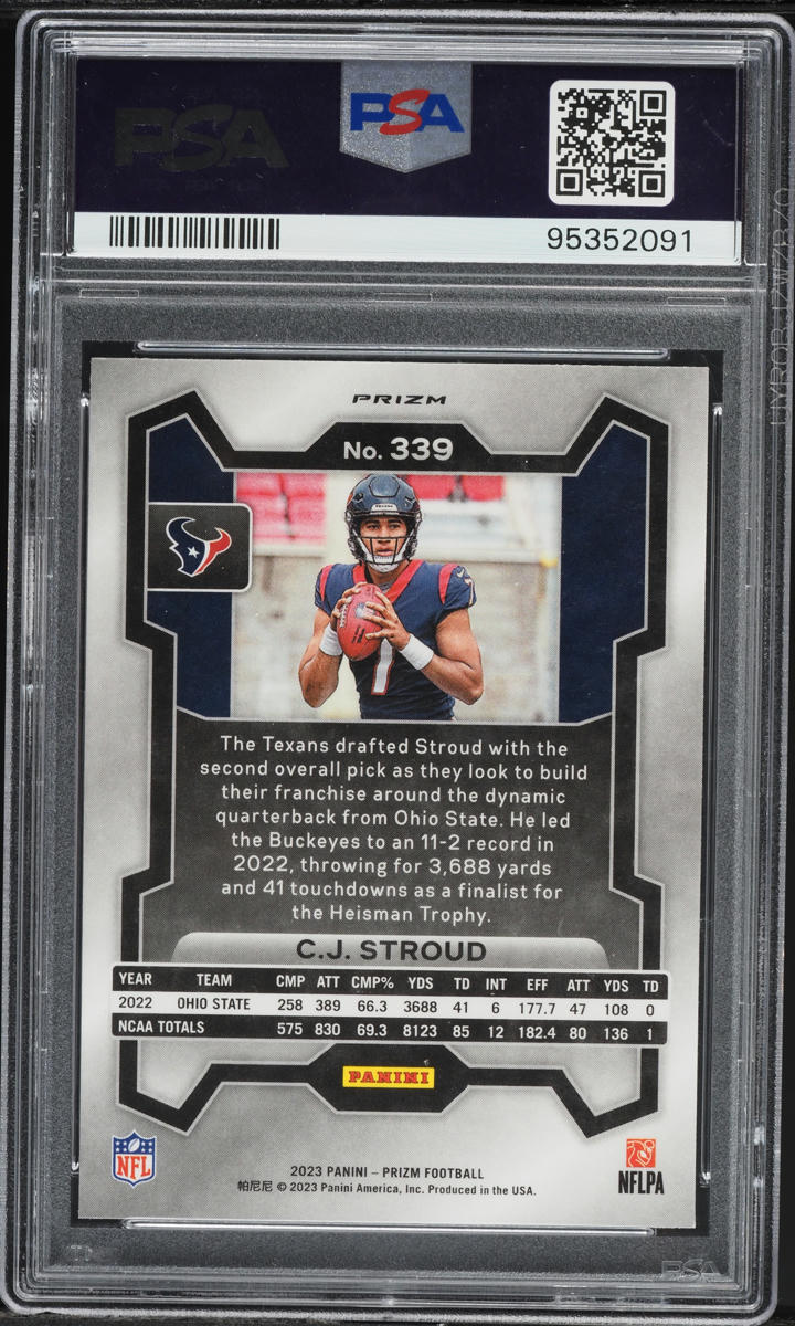 2023 Panini Prizm Orange Ice CJ Stroud ROOKIE #339 PSA 10 GEM MINT