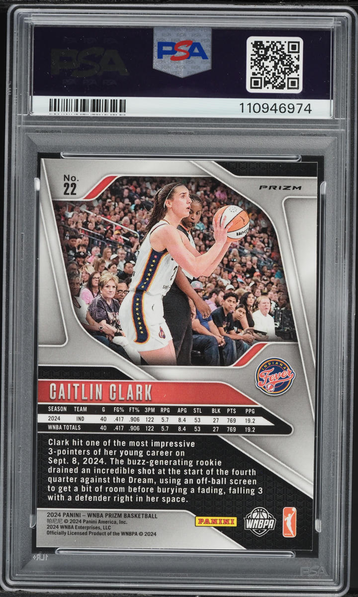 2024 Panini Prizm WNBA Ice Caitlin Clark ROOKIE #22 PSA 10 GEM MINT