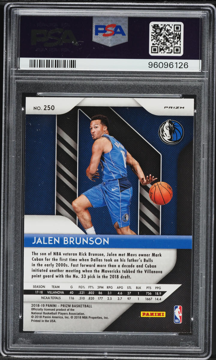 2018 Panini Prizm Silver Jalen Brunson ROOKIE #250 PSA 10 GEM MINT