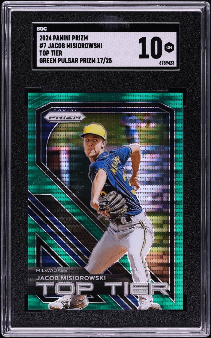2024 Panini Prizm Top Tier Green Pulsar Jacob Misiorowski /25 #7 SGC 10 GEM MINT