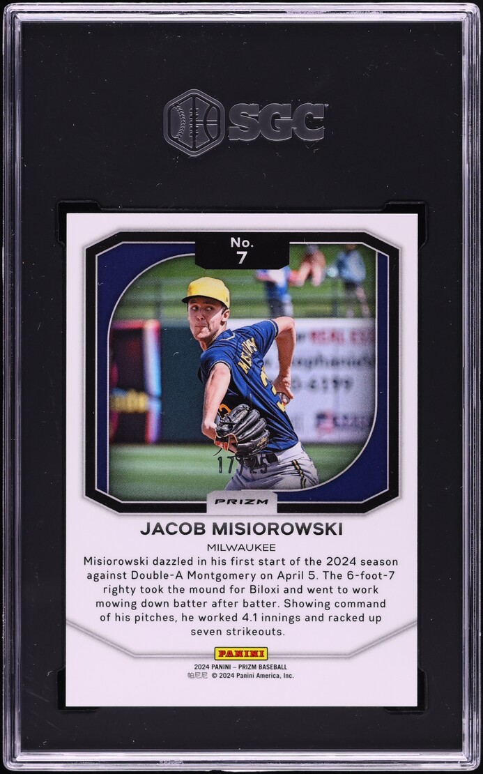 2024 Panini Prizm Top Tier Green Pulsar Jacob Misiorowski /25 #7 SGC 10 GEM MINT
