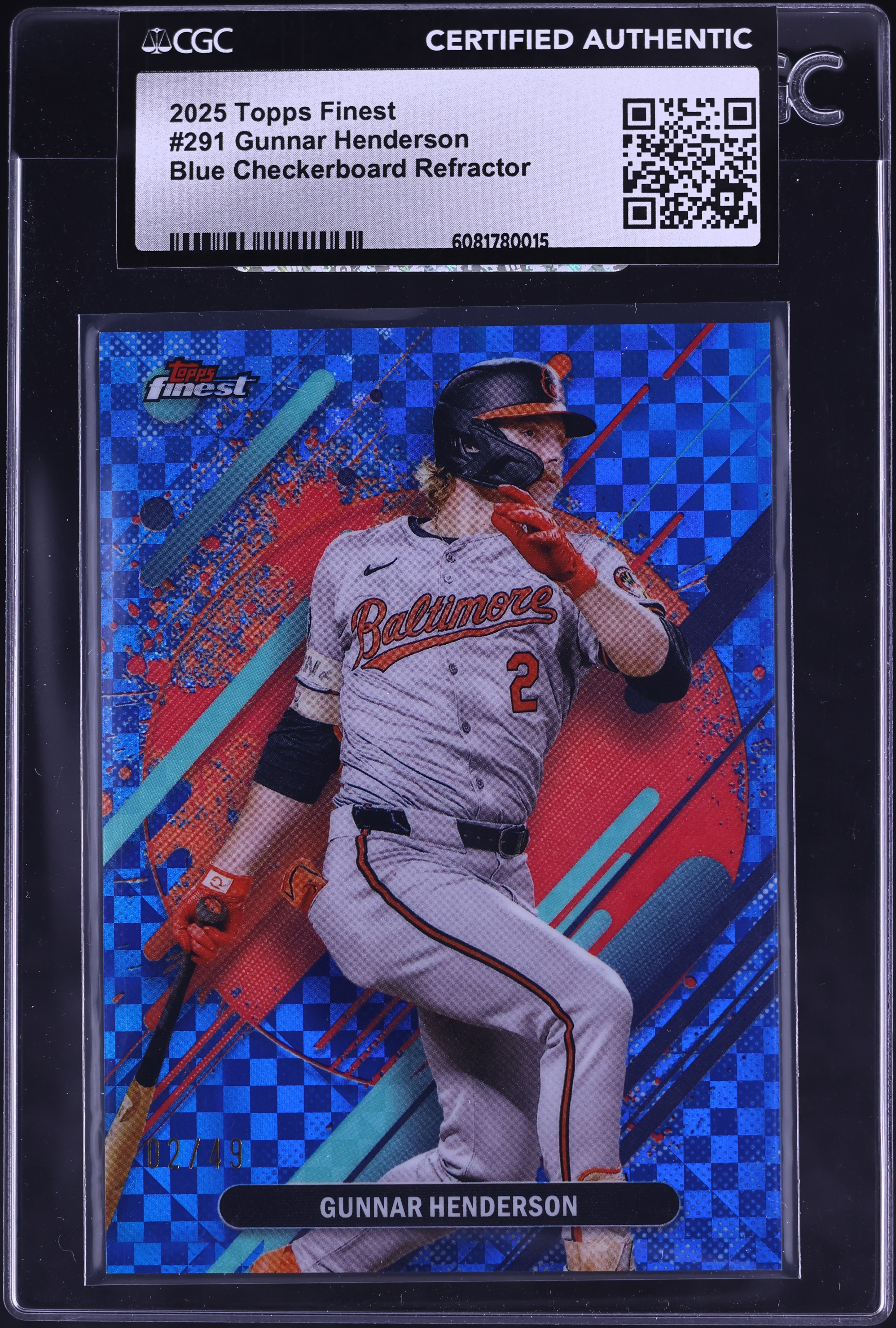 2025 Finest Blue Checkerboard Refractor Gunnar Henderson /49 #291