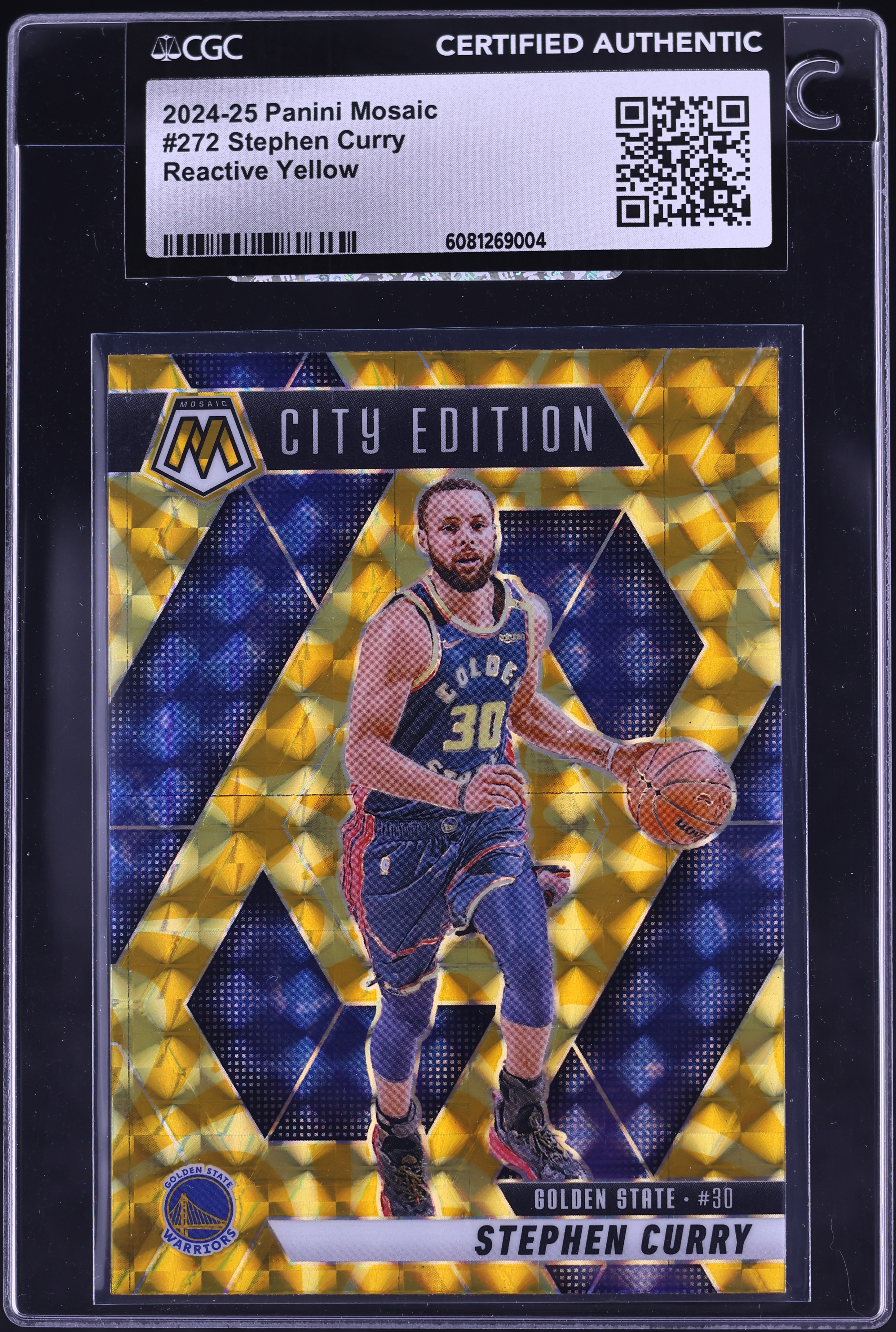 2024 Panini Mosaic Reactive Yellow Stephen Curry #272 CGC AUTH on