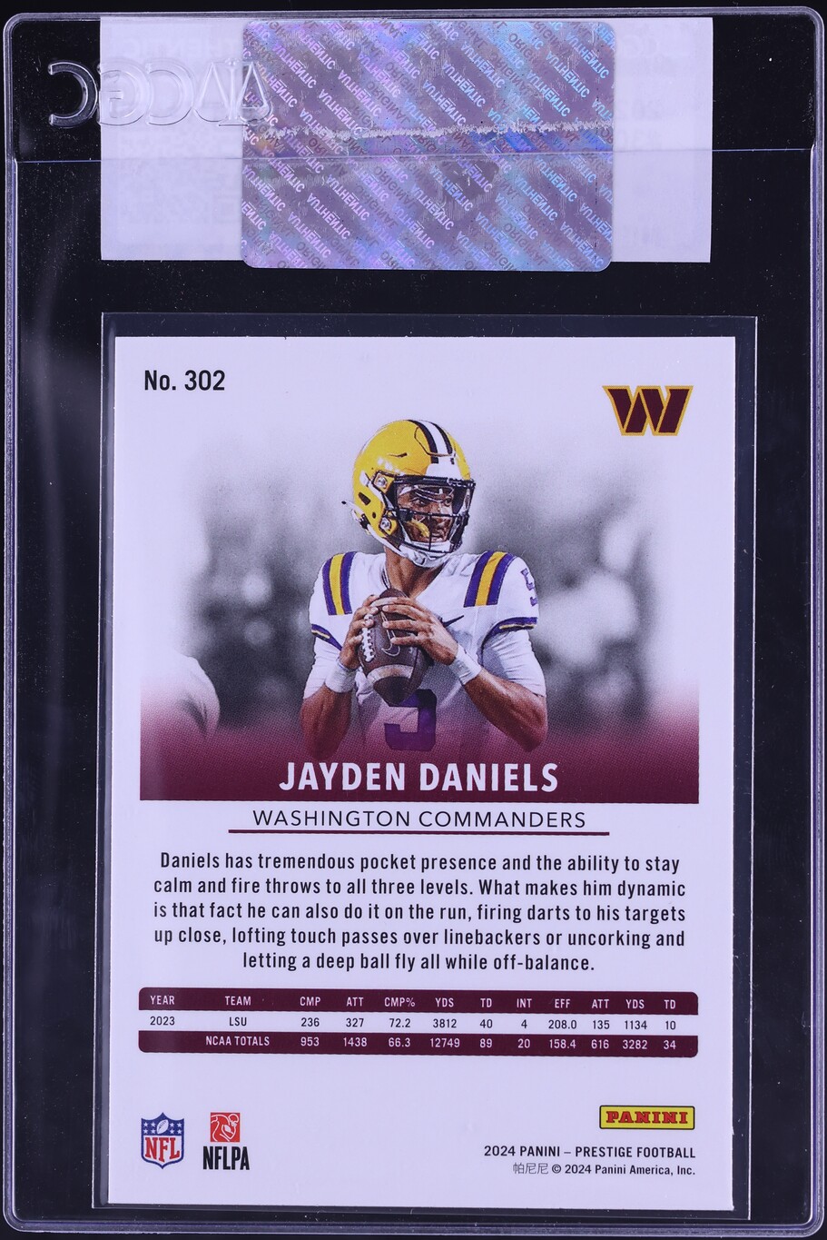 2024 Panini Prestige Jayden Daniels ROOKIE #302 CGC AUTH