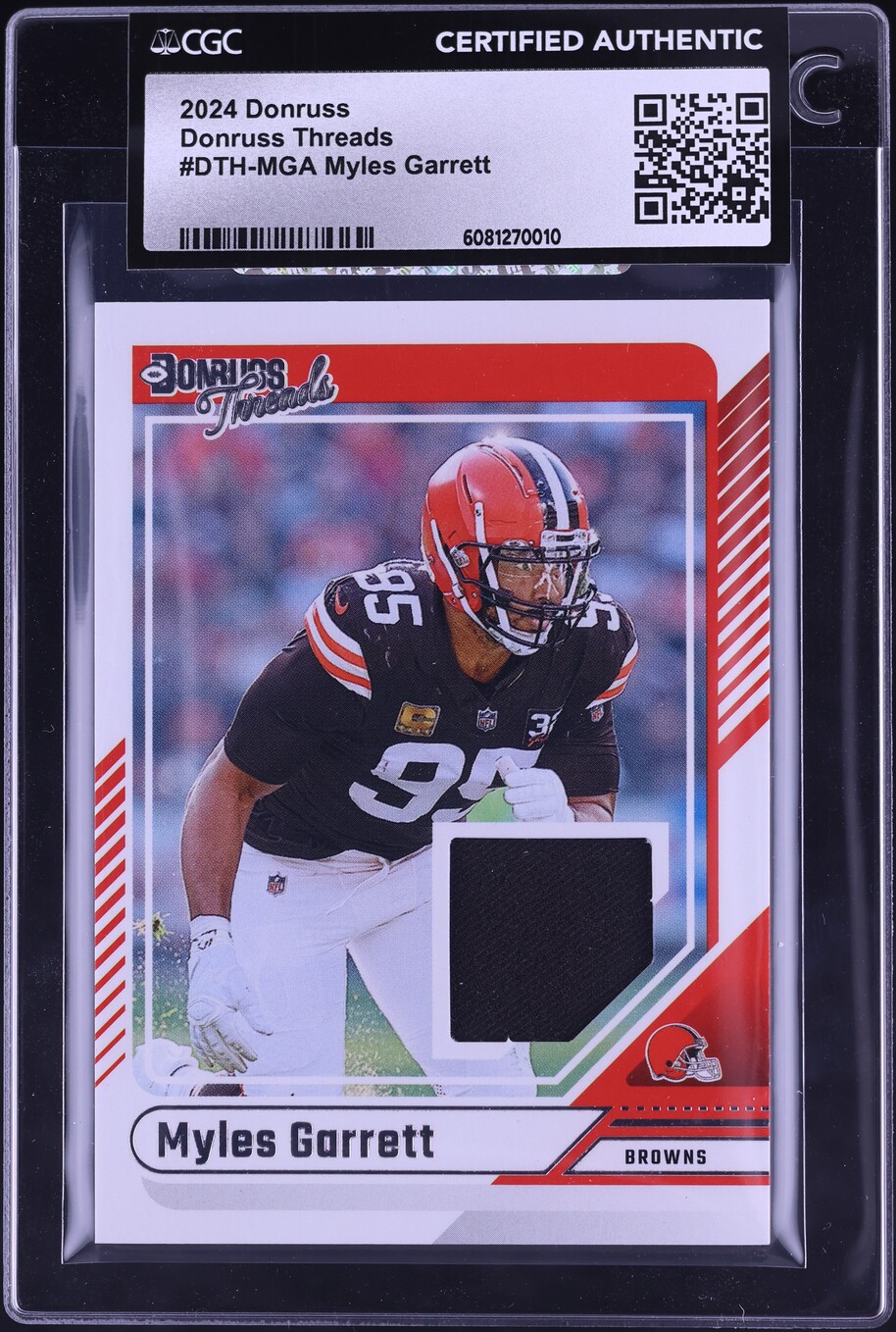 2024 Donruss Threads Myles Garrett RELIC #DTH-MGA CGC AUTH