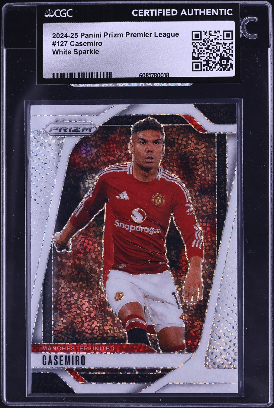 2024 Panini Prizm Premier League White Sparkle Casemiro #127 CGC AUTH