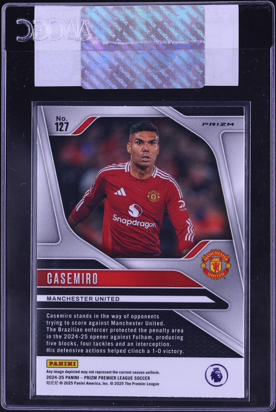 2024 Panini Prizm Premier League White Sparkle Casemiro #127 CGC AUTH