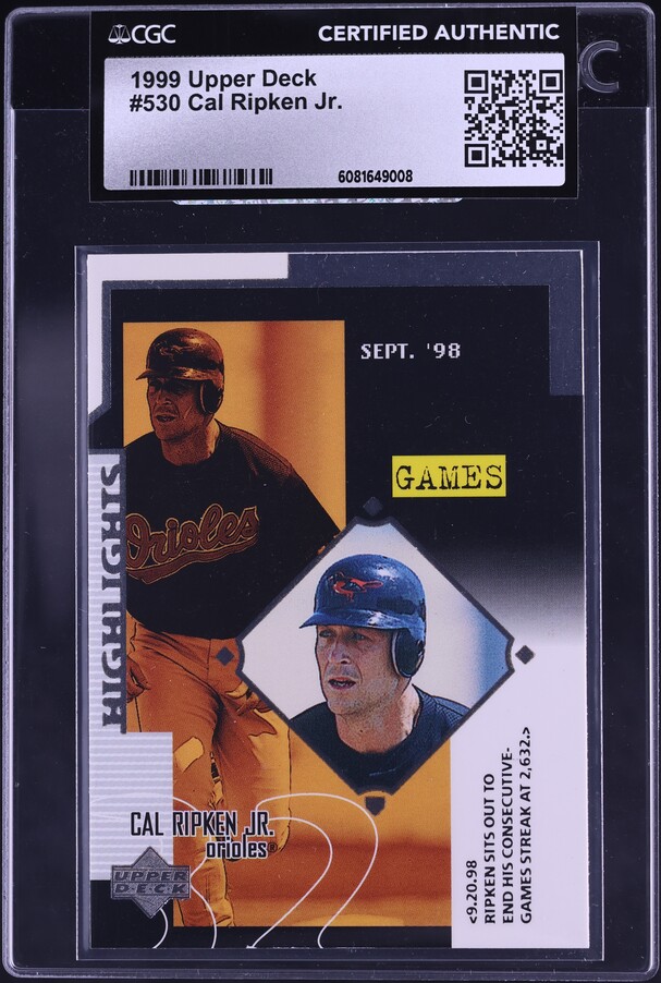 1999 UD Choice Cal Ripken Jr. #36 PSA 10 GEM MINT on Fanatics Collect