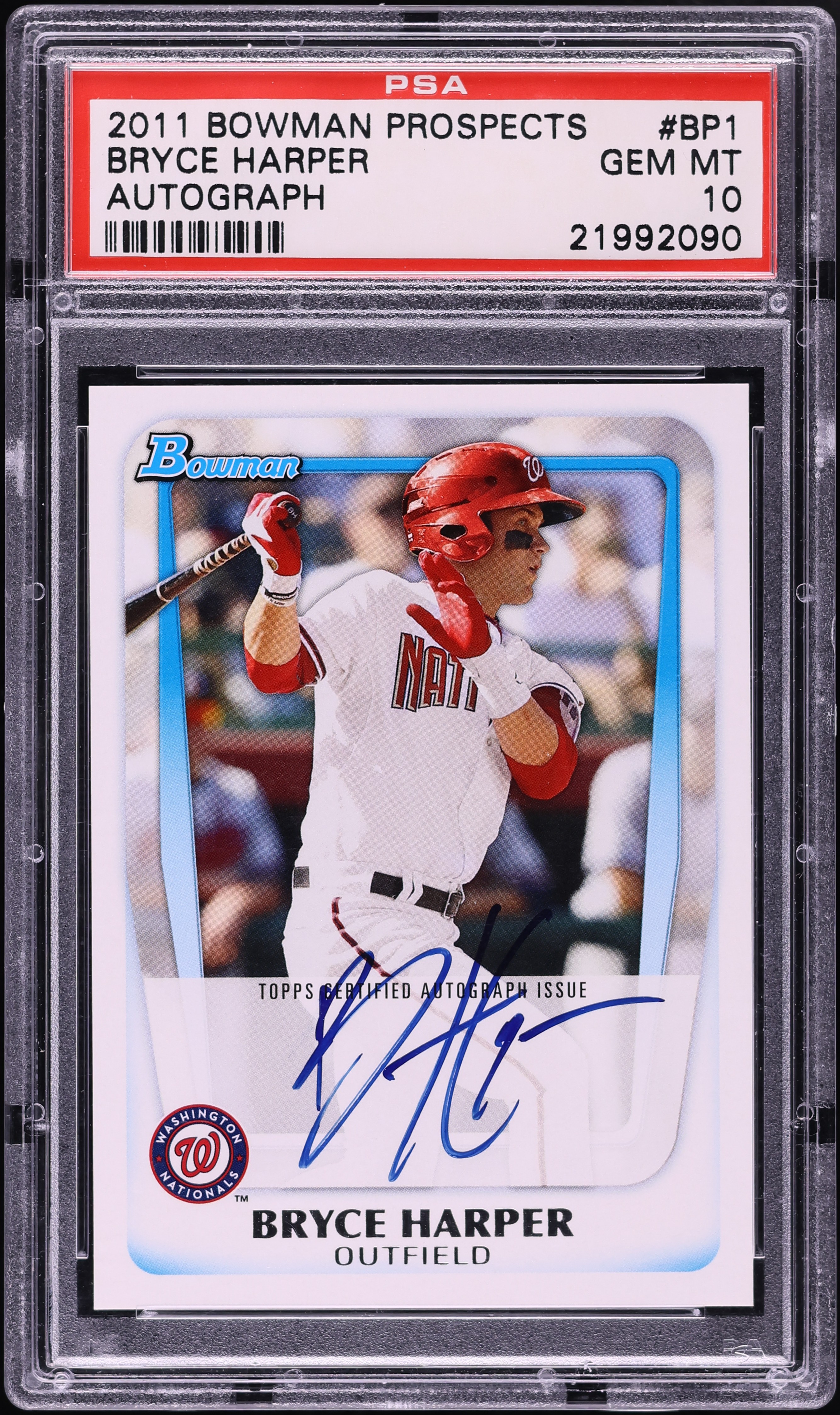 2011 Bowman Bryce Harper PROSPECT AUTO #BP1 PSA 10 GEM MINT on