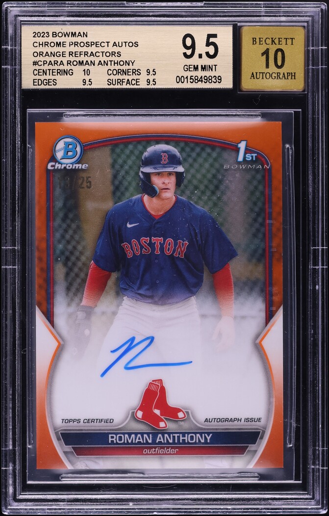 2023 Bowman Chrome Orange Refractor Roman Anthony PROSPECT AUTO /25 BGS 9.5