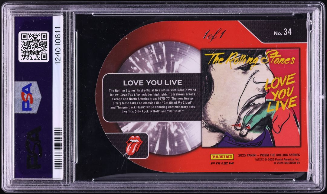 2025 Panini Prizm The Rolling Stones Black Finite Love You Live 1/1 #34 PSA 10