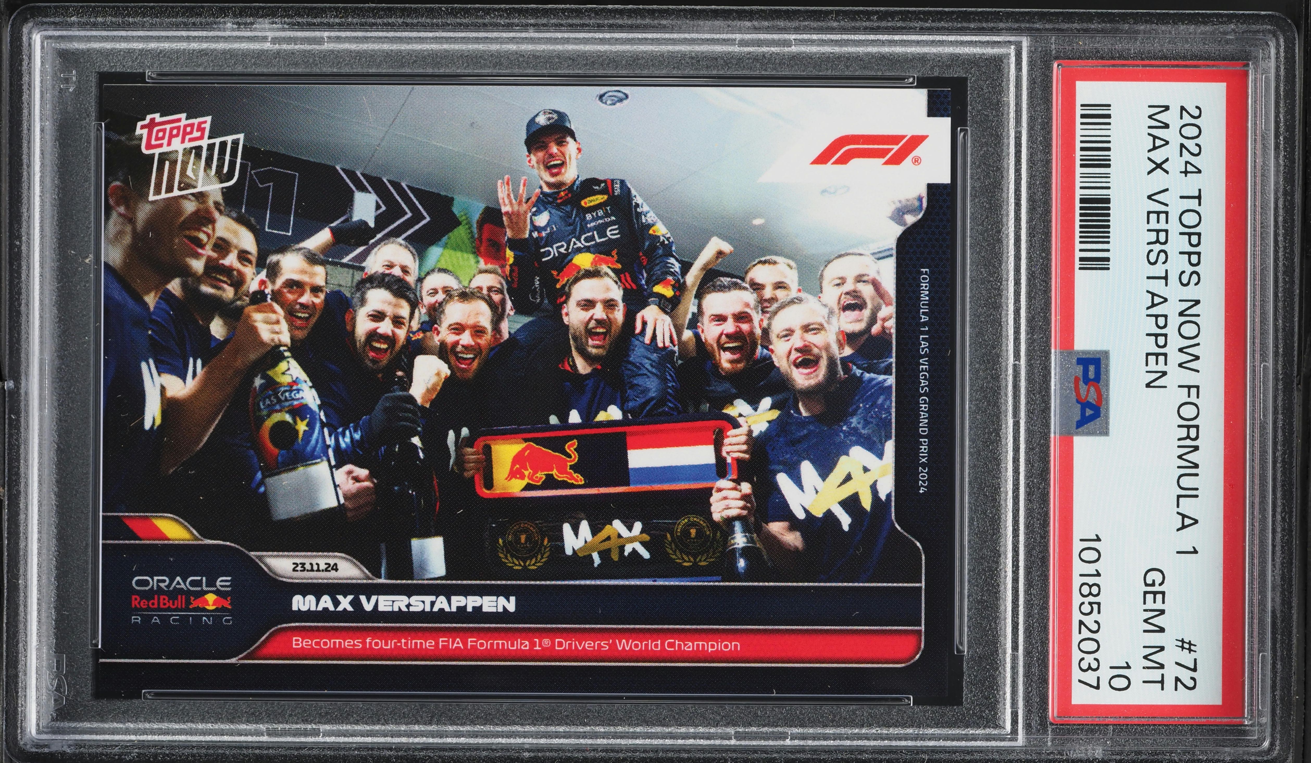 2024 Topps Now Formula 1 Max Verstappen #72 PSA 10 GEM MINT on