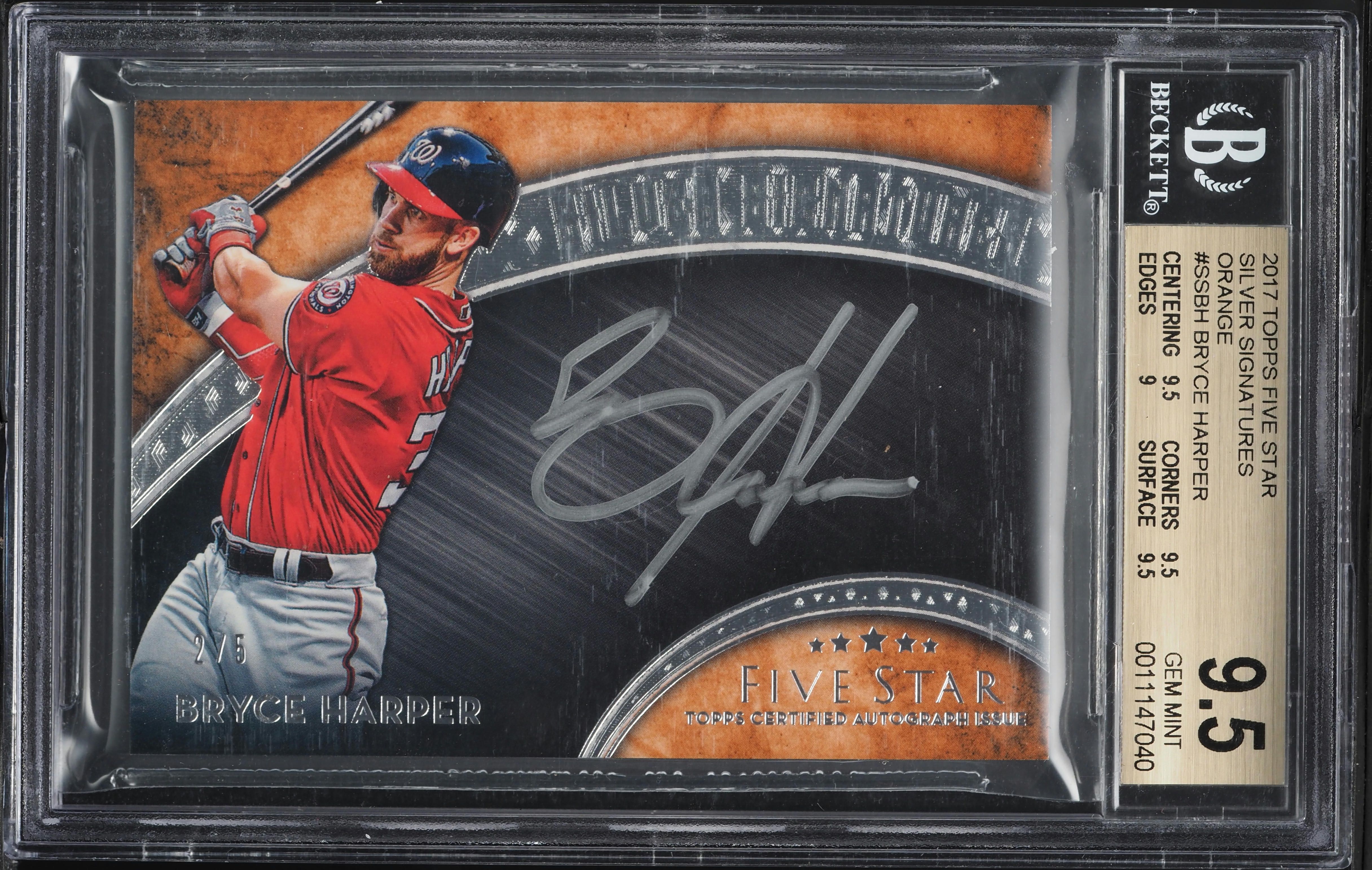 2017 Topps Five Star Silver Signatures Orange Bryce Harper AUTO /5 