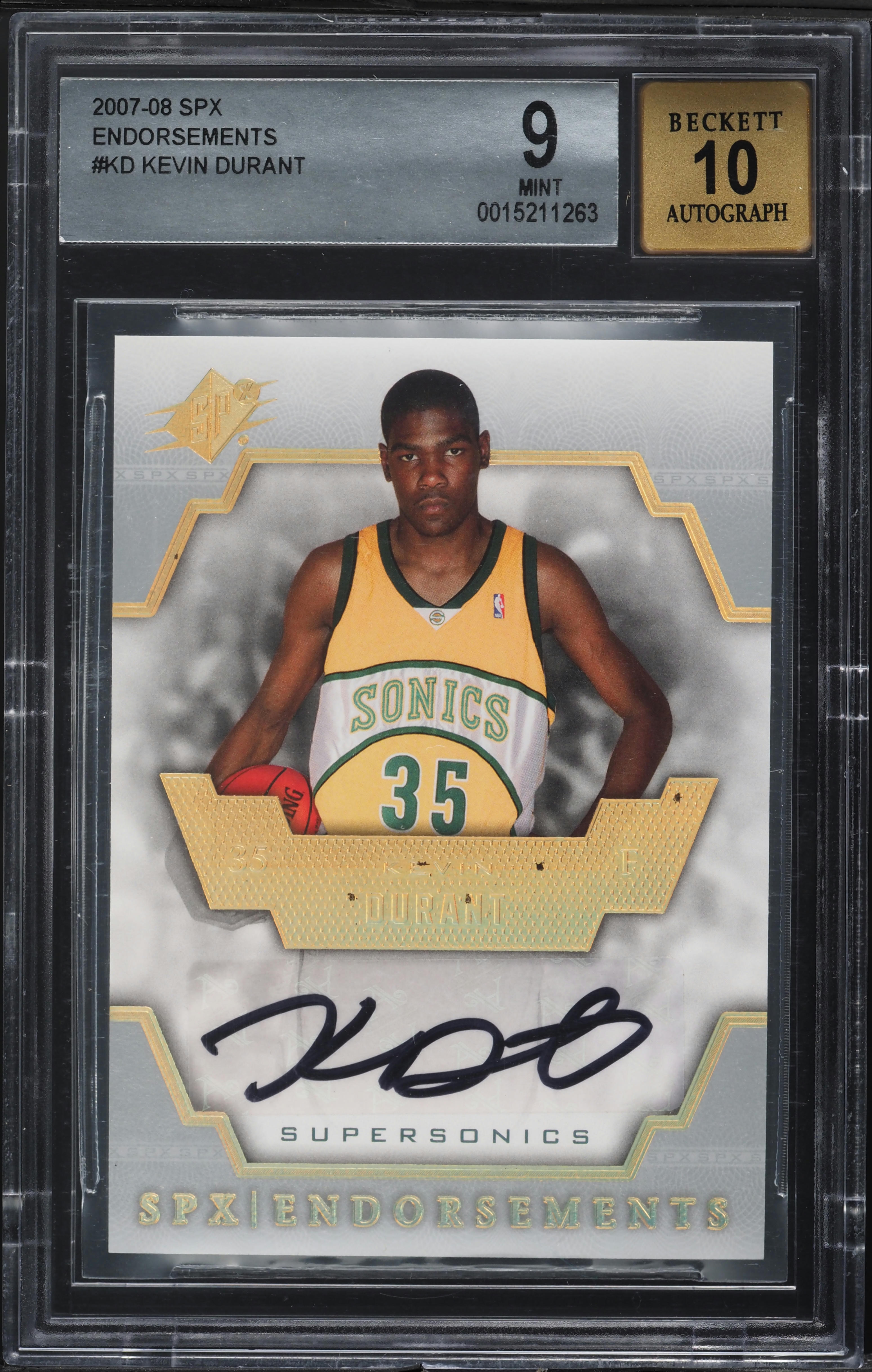 2007 SPx Endorsements Kevin Durant ROOKIE AUTO #E-KD BGS 9 MINT on