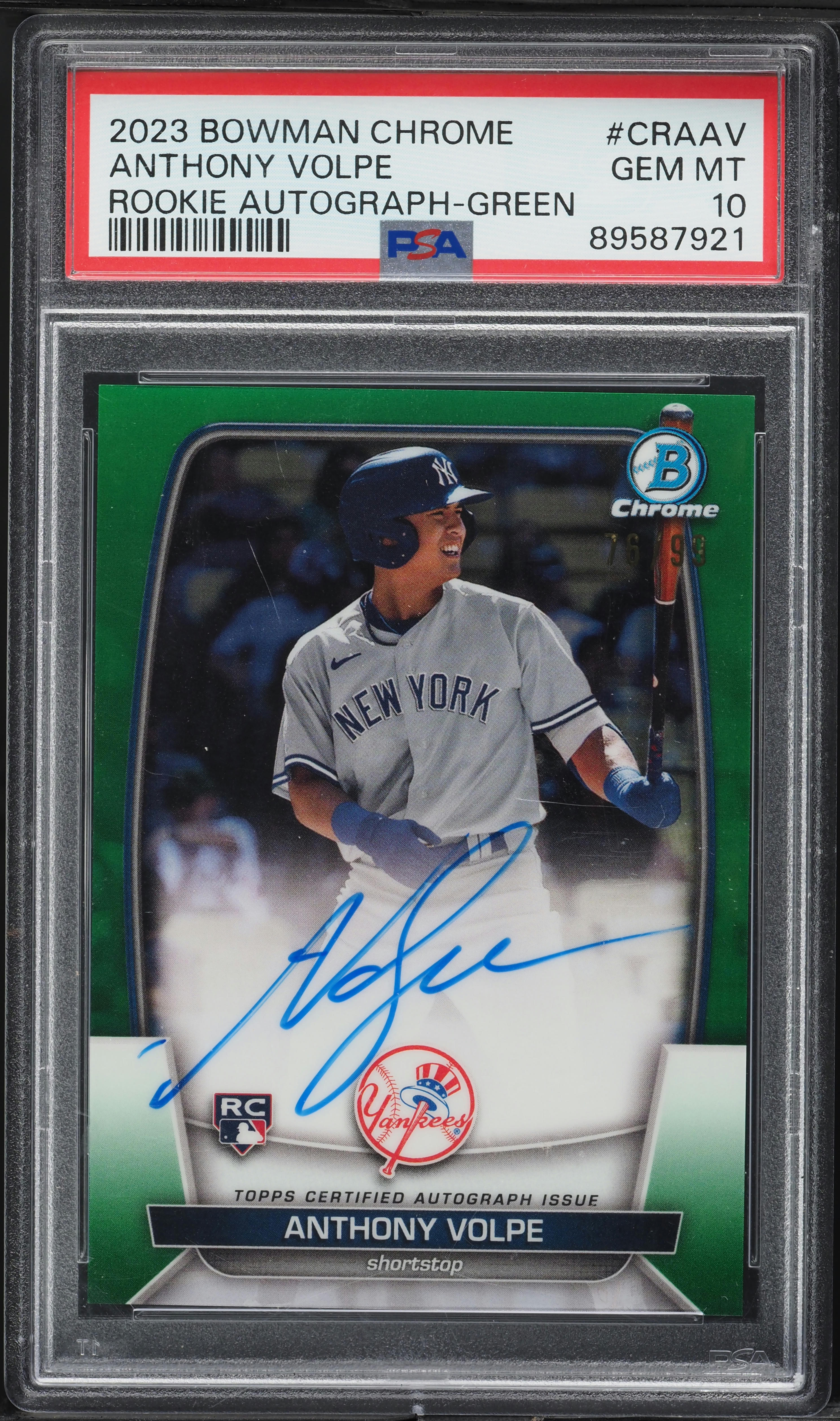 2023 Bowman Chrome Green Refractor Anthony Volpe ROOKIE AUTO /99