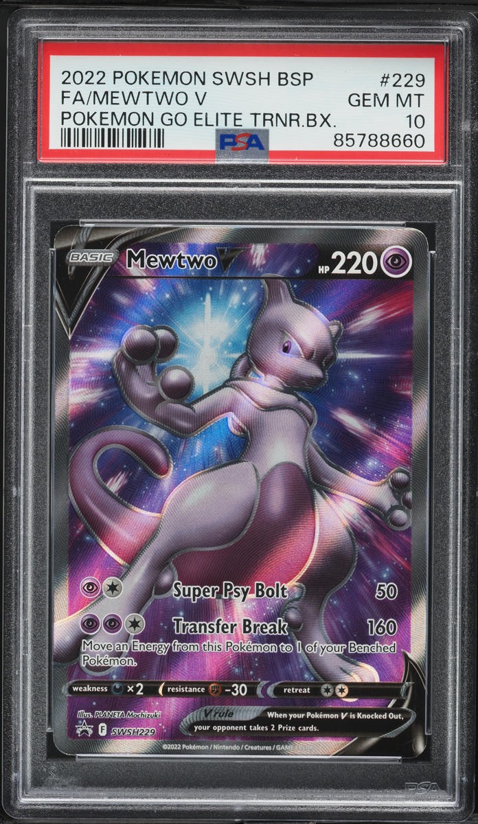2022 Pokemon SWSH Promo GO ETB Full Art Mewtwo V #229 PSA 10 GEM MINT