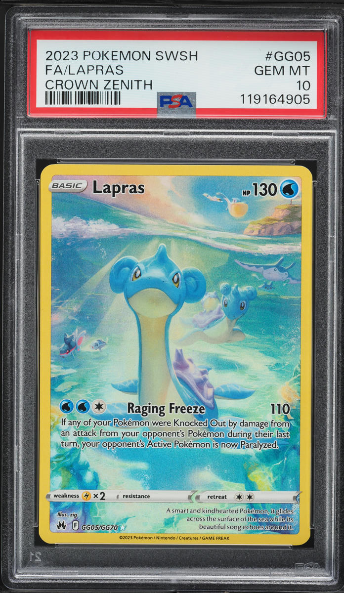 2023 Pokemon Sword & Shield Crown Zenith Full Art Lapras #GG05 PSA 10 GEM MINT