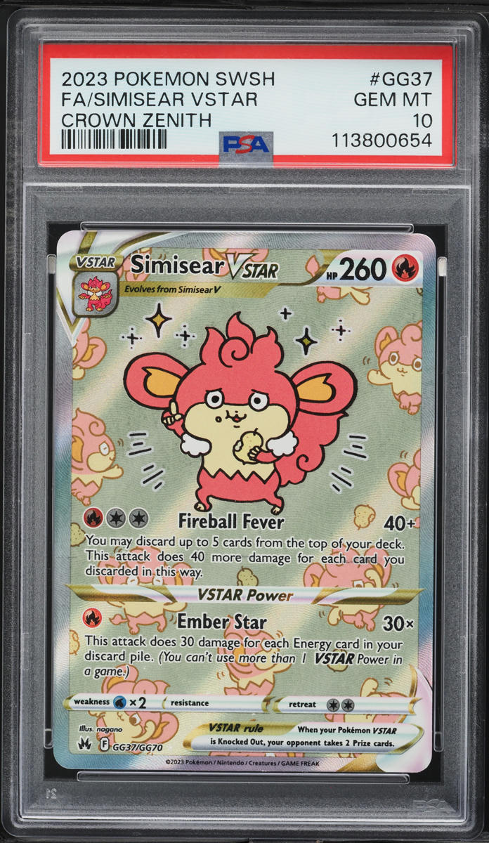 2023 Pokemon SWSH Crown Zenith Alt Art Simisear VSTAR #GG37 PSA 10 GEM MINT
