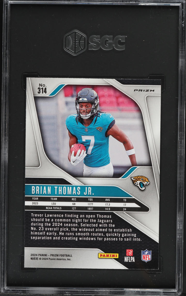 2024 Panini Prizm Silver Brian Thomas Jr. ROOKIE #314 SGC 10 GEM