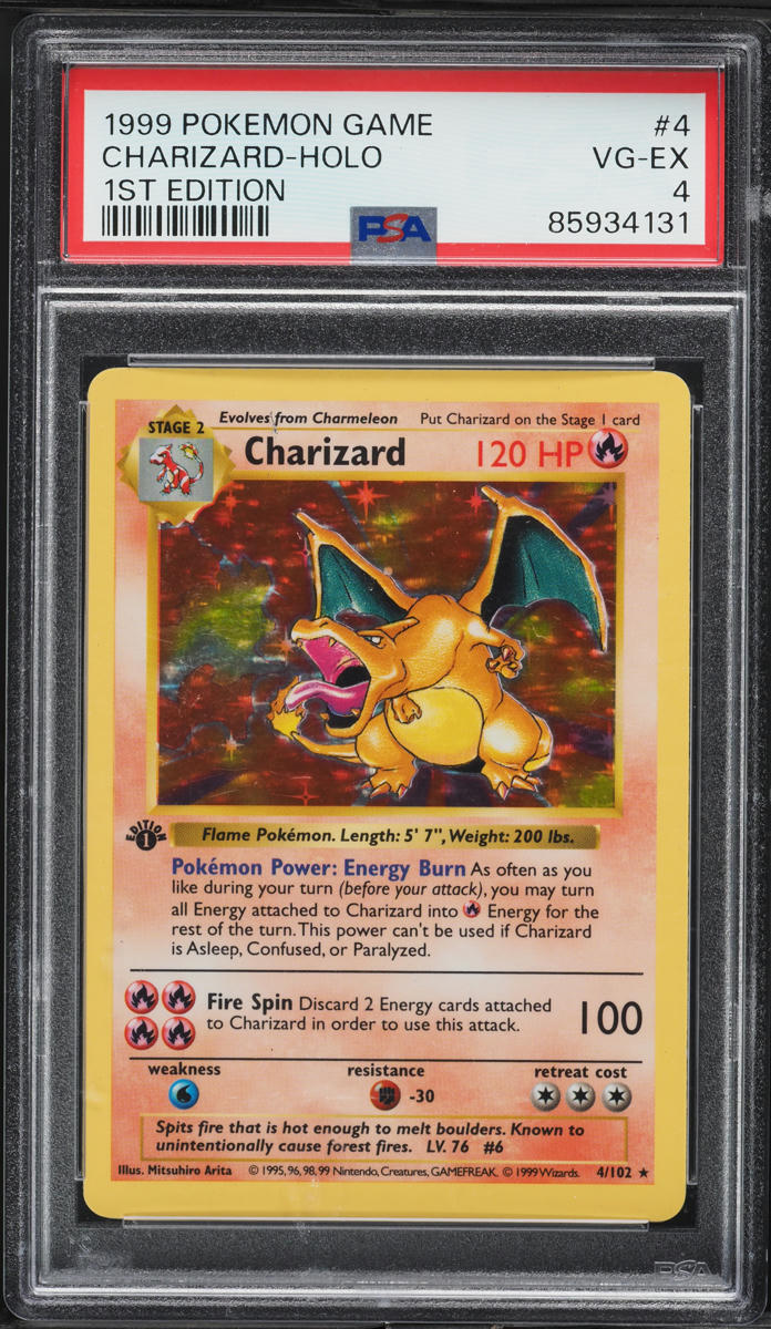 1999 Pokemon Base Set Shadowless 1st Edition Holo Charizard #4 PSA 4 VGEX