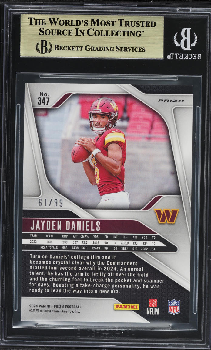 2024 Panini Prizm Blue Ice Jayden Daniels ROOKIE /99 #347 BGS 9.5 GEM MINT