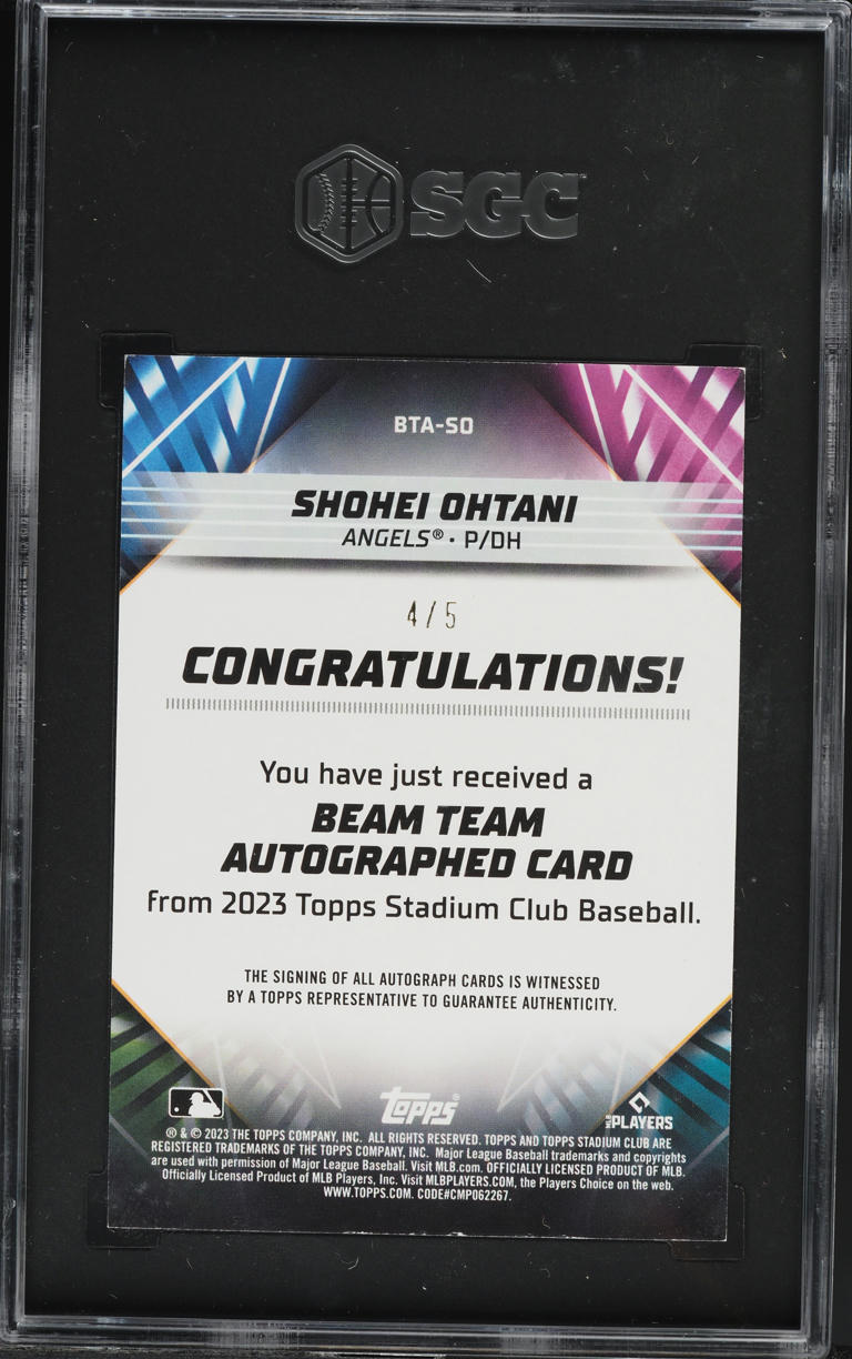 2023 Stadium Club Beam Team Shohei Ohtani AUTO /5 #BTA-SO SGC 8 NM-MT
