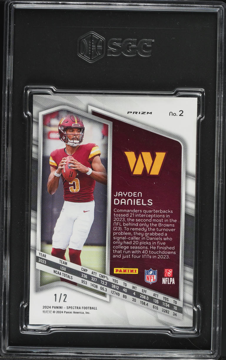 2024 Panini Spectra Nebula Prizm Jayden Daniels ROOKIE 1/2 #2 SGC 9.5 MINT+