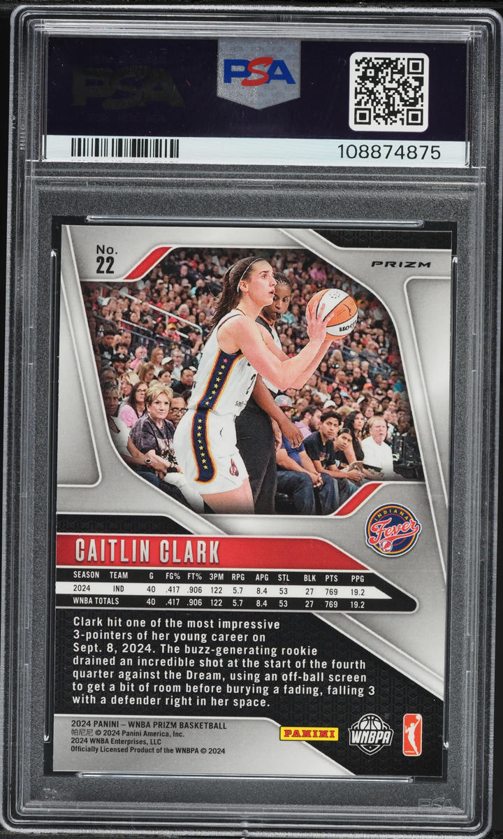 2024 Panini Prizm WNBA Ice Caitlin Clark ROOKIE #22 PSA 10 GEM MINT