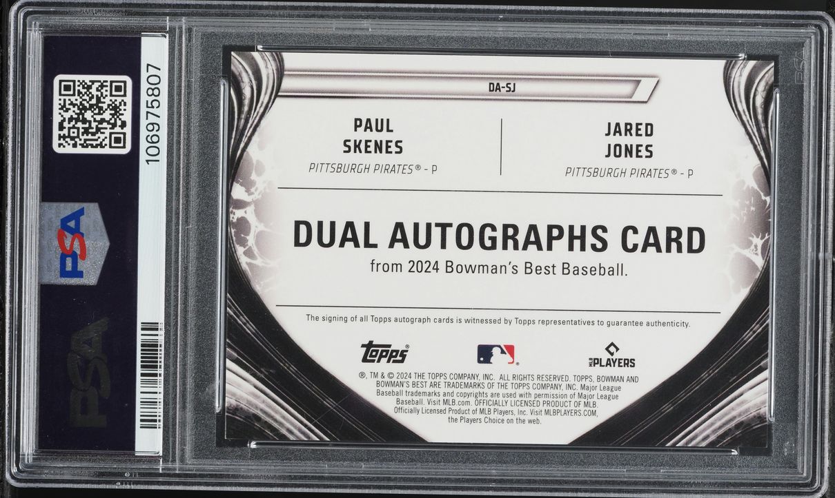 2024 Bowman Best Dual Red Refractor Paul Skenes Jared Jones AUTO /5 #DASJ PSA 10 GEM MINT