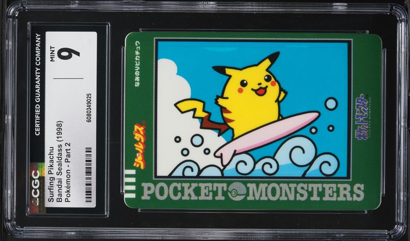 1998 Pokemon Japanese Bandai Sealdass Part 2 Surfing Pikachu CGC