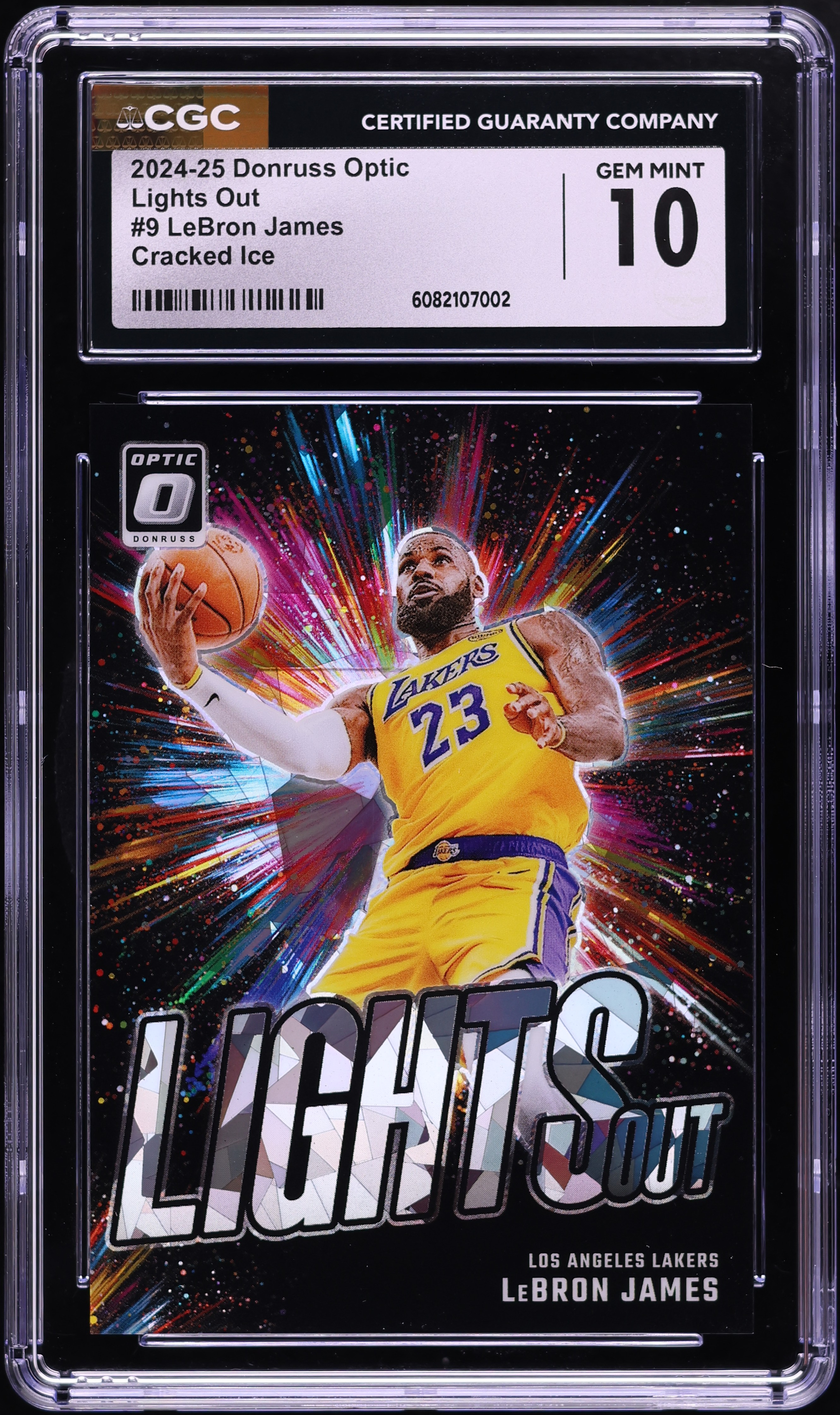 2024 Donruss Optic Lights Out Cracked Ice LeBron James /25 #9 CGC 