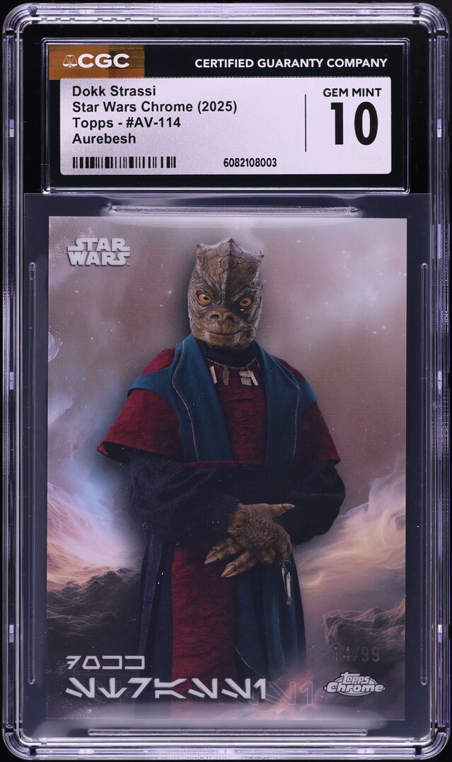 2025 Topps Chrome Star Wars Aurebesh Dokk Strassi /99 #AV-114 CGC 10 GEM MINT