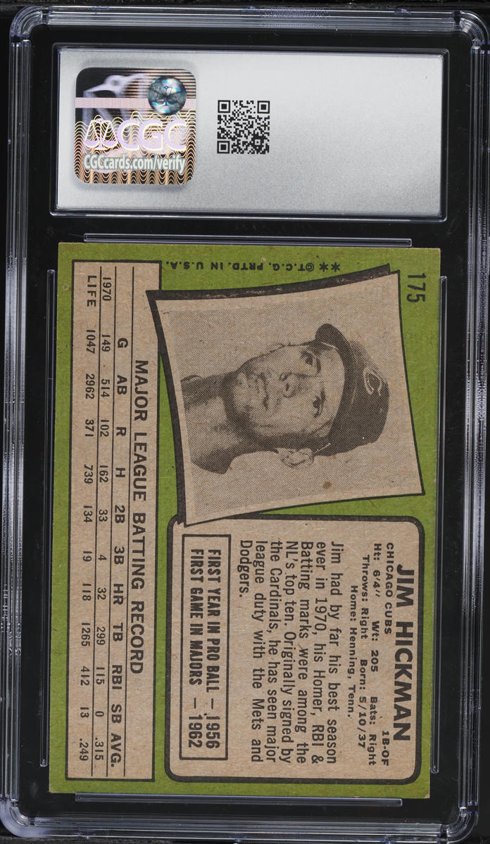 1971 Topps Jim Hickman #175 CGC 6 EXMT