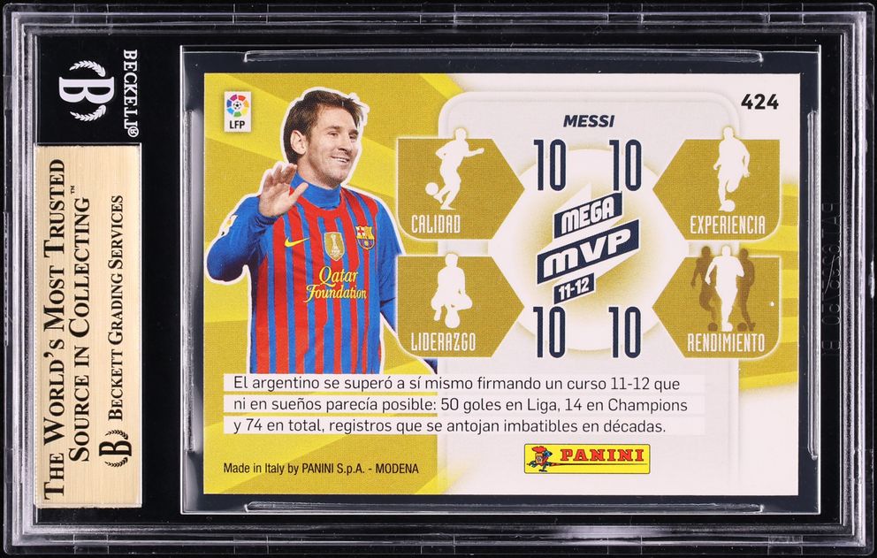 2012 Panini Megacracks La Liga Lionel Messi #424 BGS 9.5 GEM MINT