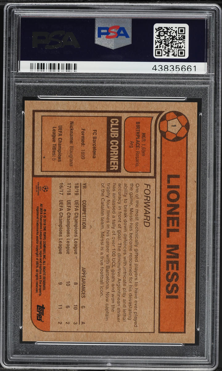 2019 Topps Living UEFA Champions League Lionel Messi #1 PSA 10 GEM MINT
