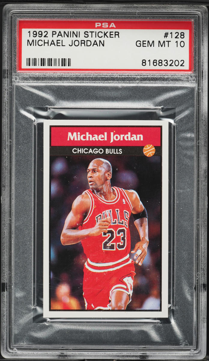 1992 Panini Sticker Michael Jordan #128 PSA 10 GEM MINT