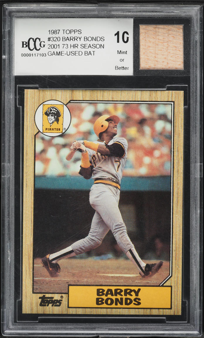 1987 Topps Barry Bonds ROOKIE GAME-USED BAT PATCH #320 BCCG 10