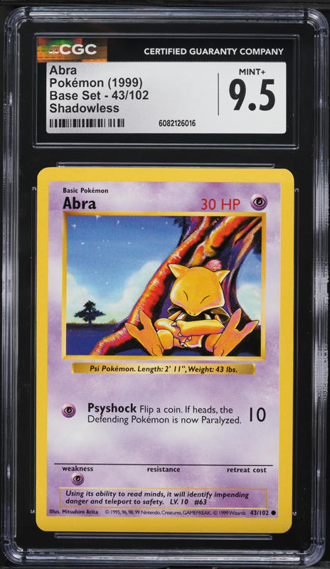 abra pokemon card 43 102 43/102 Base Set 1999-2000 4th This is of the Common rarity. Abra 43/102 Base Set Common